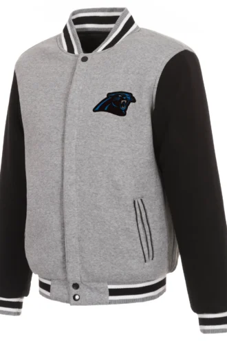 Carolina Panthers Two-Tone Reversible Fleece Jacket - Gray/Black
