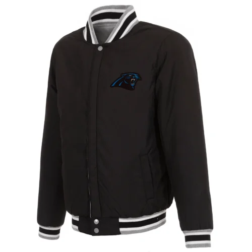 Carolina Panthers Two-Tone Reversible Fleece Jacket - Gray/Black