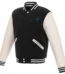 Carolina Panthers Reversible Fleece Jacket with Faux Leather Sleeves - Black/White