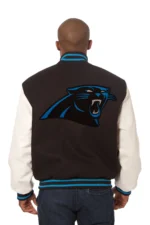 Carolina Panthers Two-Tone Wool and Leather Jacket - Black/White