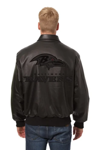 Baltimore Ravens  Tonal All Leather Jacket - Black/Black