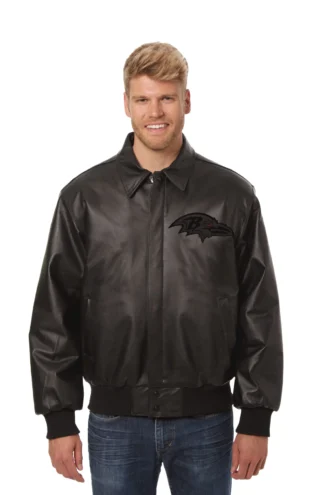 Baltimore Ravens  Tonal All Leather Jacket - Black/Black