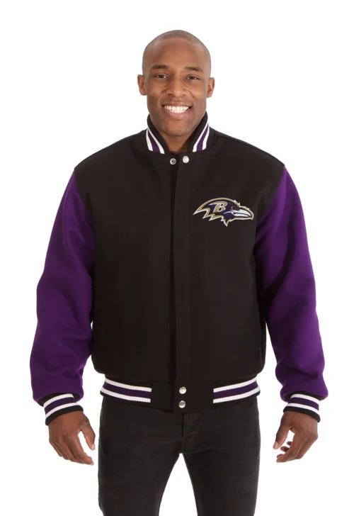 Baltimore Ravens JH Design Wool Handmade Full-Snap Jacket - Black/Purple