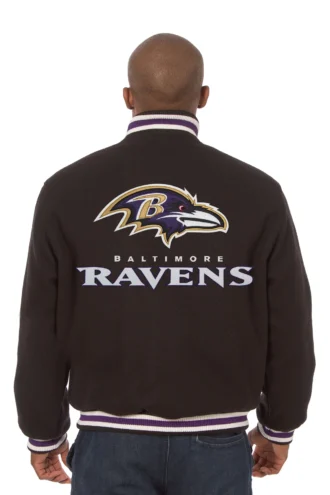 Baltimore Ravens JH Design Wool Handmade Full-Snap Jacket - Black