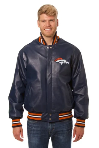 Denver Broncos Leather Jacket - Navy