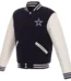 Dallas Cowboys Reversible Fleece Jacket with Faux Leather Sleeves - Navy/White
