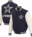 Dallas Cowboys Domestic Two Tone Wool Leather Jacket - Navy/White