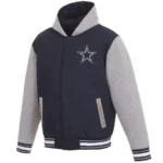 Dallas Cowboys Reversible Poly Twill Hooded Jacket - Navy/Gray
