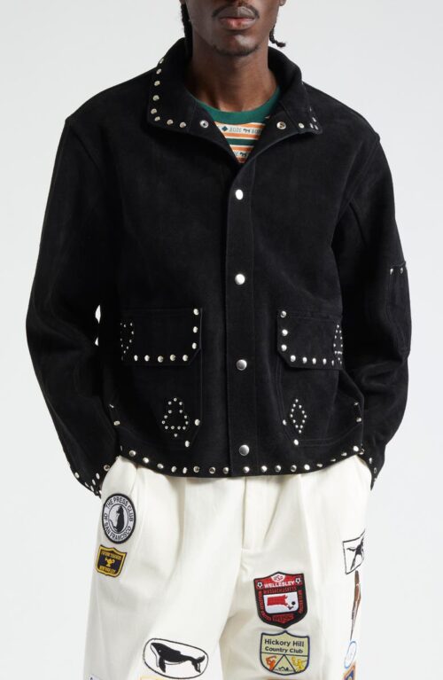 Deck of Cards Studded Suede Jacket