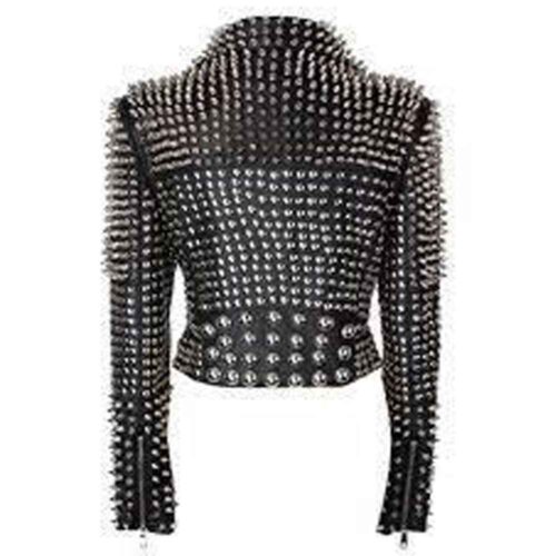 Women Heavy Metal Studs Punk Leather Jacket