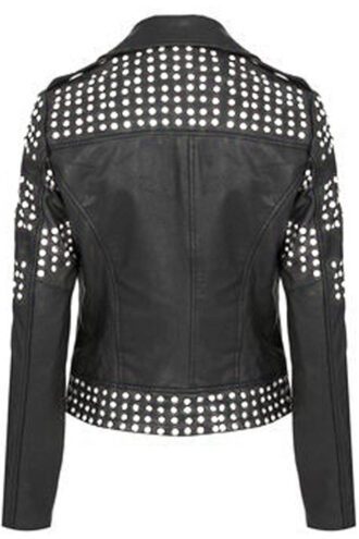 Women Studded Black Leather Fashion Jacket