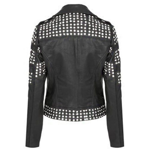 Women Studded Black Leather Fashion Jacket