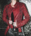 Red Studded Spiked Leather Jacket