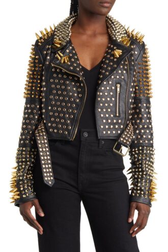 Lucifer Faux Leather Studded Moto Jacket