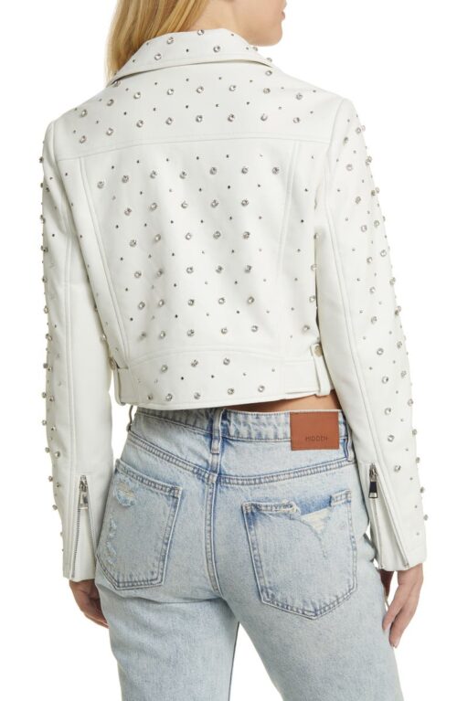 Stud Detail Faux Leather Moto Jacket