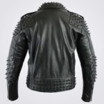 Black Leather Biker Jacket with Studs