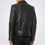 Men's Fashion Leather Jacket With Silver Studs