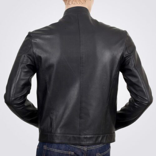 New Black Soft Cowhide Leather Studded Jacket for Men
