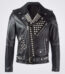 Men's Black Biker Leather Jacket with Studs