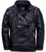 Mens Black Leather Motorcycle Jacket with Shoulder Studded