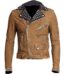 Mens Brown Suede Leather Studded Biker Jacket