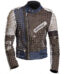 Mens Golden Studded Motorcycle Leather Jacket in Multi Color
