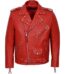 Mens Red Designer Cowhide Leather Biker Jacket