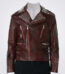 New Mens Full Red Waxed Punk Metallic Spiked Studded Zippered Leather Jacket