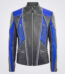 Plein Two Tone Blue Black Leather Jacket 