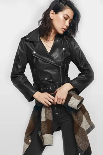 Women’s Stylish Moto Black Leather Jacket