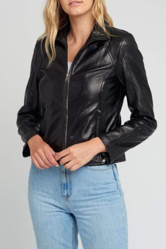 Kathleen Womens Black Leather Jacket