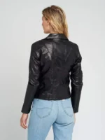 Women’s Asymmetrical Quilted Black Motorcycle Leather Jacket