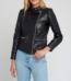 Women’s Black Quilted Standing Collar Leather Jacket