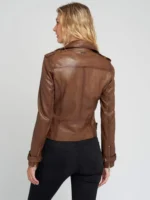 Ella Vintage Brown Biker Leather Jacket