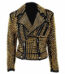 Women Golden Studded Heavy Metal Leather Jacket