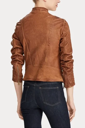 Women’s Iconic Brown Leather Jacket – Real Sheepskin Leather