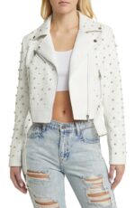 Stud Detail Faux Leather Moto Jacket