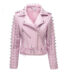 Hot Pink Studs Leather Jacket