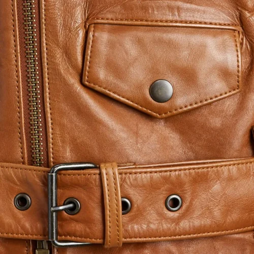 Womens Brown Sheepskin Moto Geniune Leather Jacket