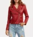 Womens Red Slim Fit Biker Leather Jacket