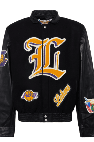LOS ANGELES LAKERS WOOL & LEATHER JACKET Black with color