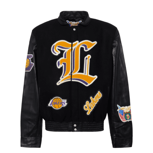 LOS ANGELES LAKERS WOOL & LEATHER JACKET Black with color