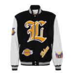 LOS ANGELES LAKERS WOOL & LEATHER VARSITY JACKET White with color