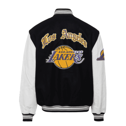 LOS ANGELES LAKERS WOOL & LEATHER VARSITY JACKET White with color