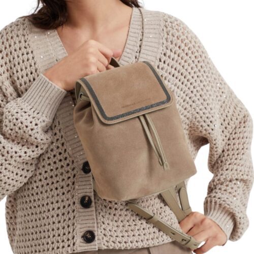 BRUNELLO CUCINELLI SUEDE BACKPACK WITH PRECIOUS CONTOUR