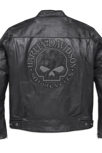 HARLEY DAVIDSON MEN’S REFLECTIVE SKULL LEATHER JACKET