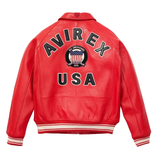 AVIREX LEATHER JACKET SALVAGE RED