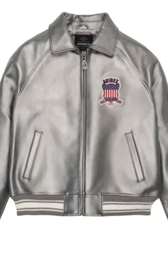 Avirex Metallic Silver Leather Jacket