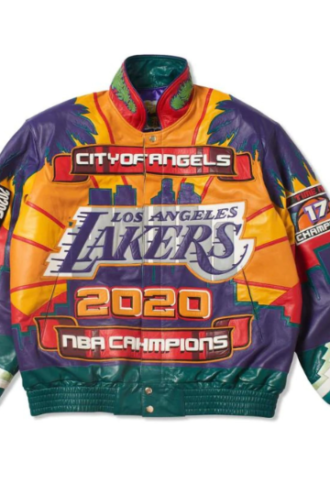 X Lakers 2020 Bomber Jacket Purple Los Angeles Lakers NBA Champions 2020 City Of Angeles Basket Ball Leather Jacket