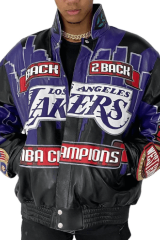 Los Angeles Lakers 2001 Championship Genuine Leather Jacket, Back2Back Los Angeles Lakers NBA Champions NBA Western Conference